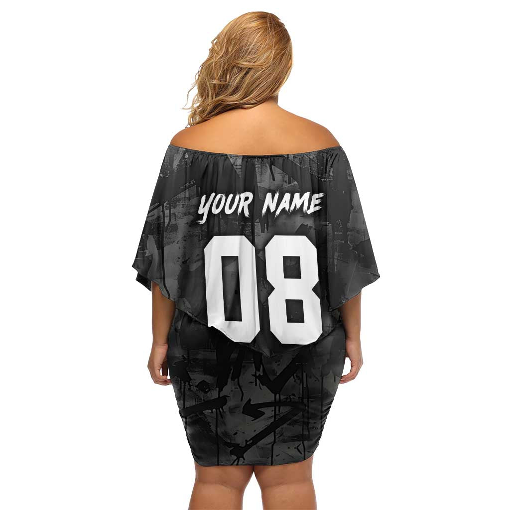 Custom American Flag Skull Motocross Family Matching Off Shoulder Short Dress and Hawaiian Shirt - Wonder Print Shop
