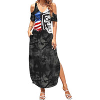 Custom American Flag Skull Motocross Family Matching Summer Maxi Dress and Hawaiian Shirt - Wonder Print Shop