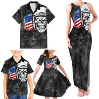 Custom American Flag Skull Motocross Family Matching Tank Maxi Dress and Hawaiian Shirt - Wonder Print Shop