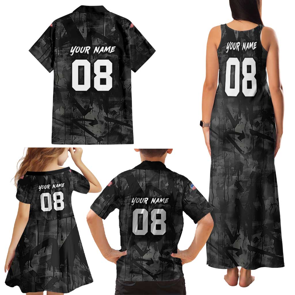 Custom American Flag Skull Motocross Family Matching Tank Maxi Dress and Hawaiian Shirt - Wonder Print Shop