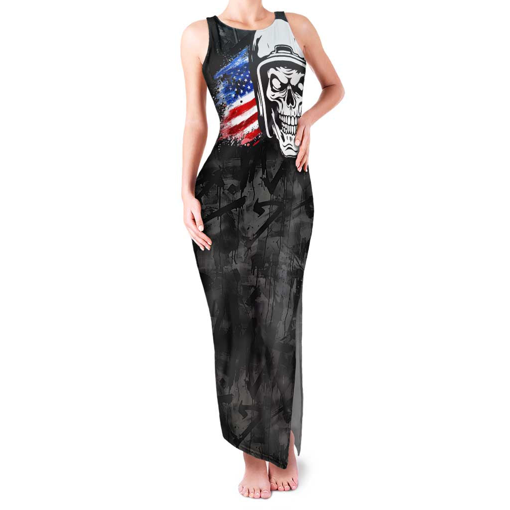 Custom American Flag Skull Motocross Family Matching Tank Maxi Dress and Hawaiian Shirt - Wonder Print Shop