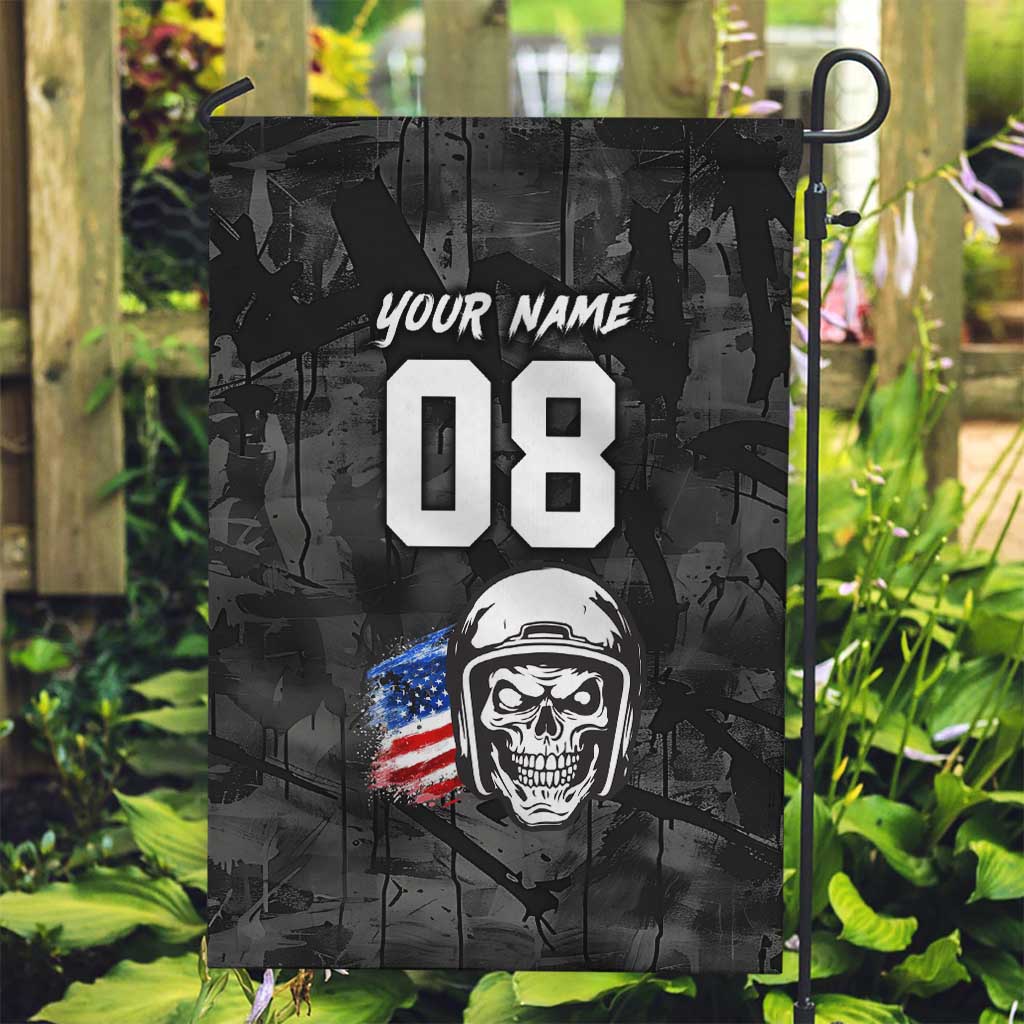 Custom American Flag Skull Motocross Garden Flag - Wonder Print Shop