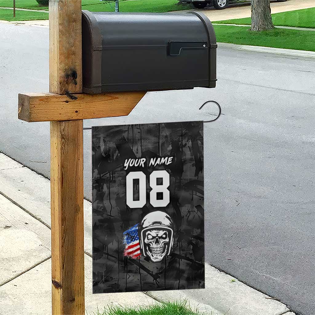Custom American Flag Skull Motocross Garden Flag - Wonder Print Shop