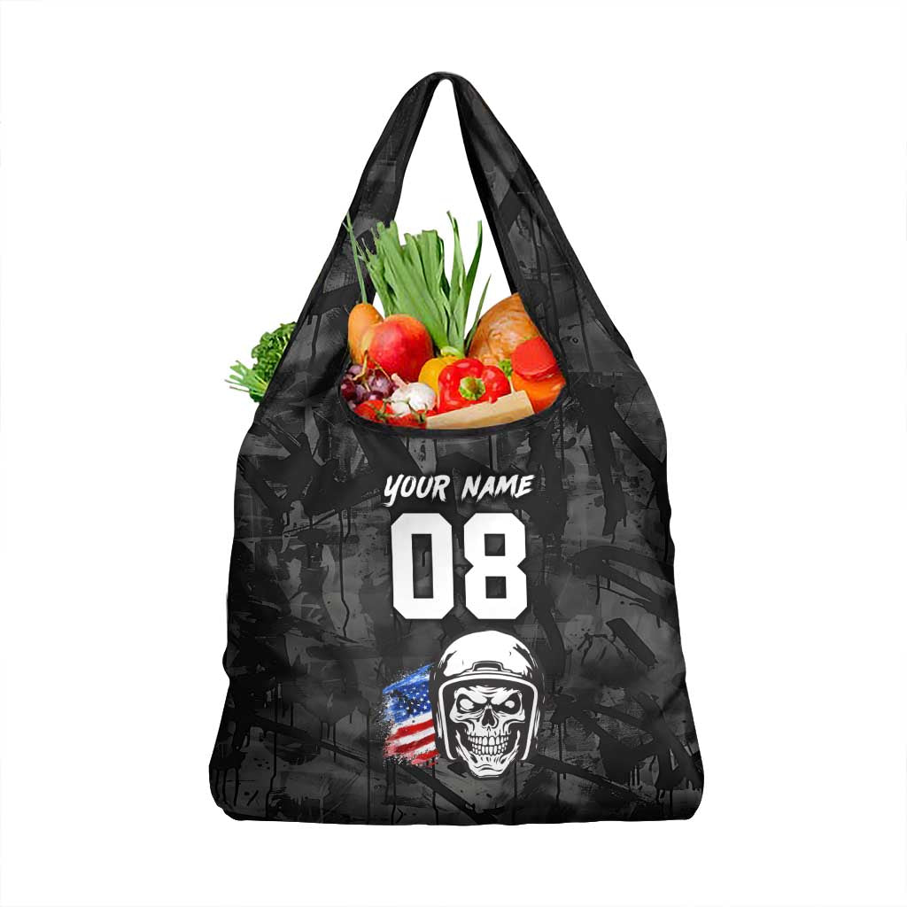 Custom American Flag Skull Motocross Grocery Bag - Wonder Print Shop