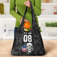 Custom American Flag Skull Motocross Grocery Bag - Wonder Print Shop