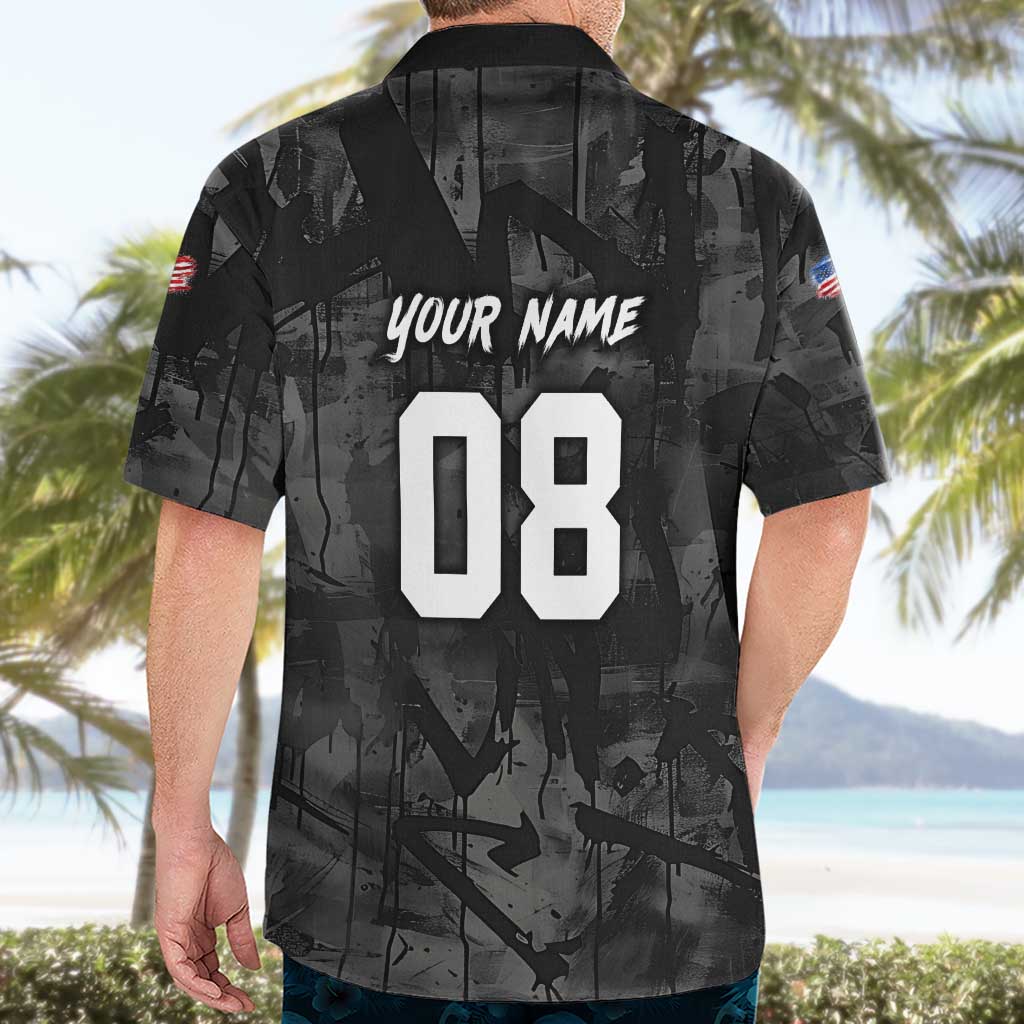 Custom American Flag Skull Motocross Hawaiian Shirt - Wonder Print Shop