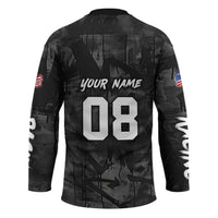 Custom American Flag Skull Motocross Hockey Jersey - Wonder Print Shop