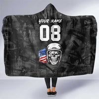 Custom American Flag Skull Motocross Hooded Blanket - Wonder Print Shop