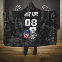 Custom American Flag Skull Motocross Hooded Blanket - Wonder Print Shop