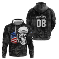 Custom American Flag Skull Motocross Hoodie - Wonder Print Shop