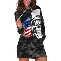 Custom American Flag Skull Motocross Hoodie Dress - Wonder Print Shop