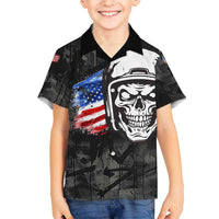Custom American Flag Skull Motocross Kid Hawaiian Shirt - Wonder Print Shop
