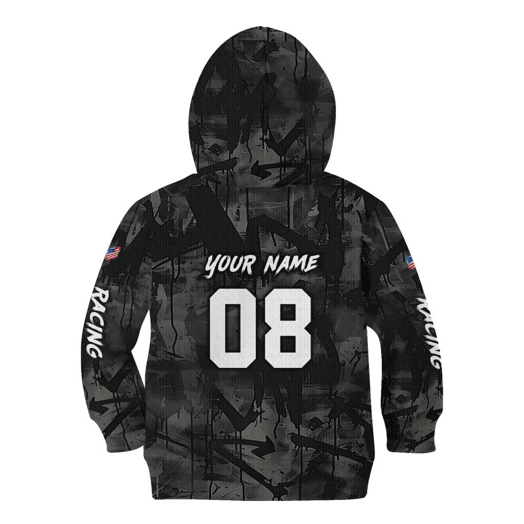 Custom American Flag Skull Motocross Kid Hoodie - Wonder Print Shop