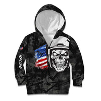 Custom American Flag Skull Motocross Kid Hoodie - Wonder Print Shop