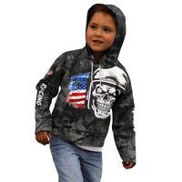Custom American Flag Skull Motocross Kid Hoodie - Wonder Print Shop