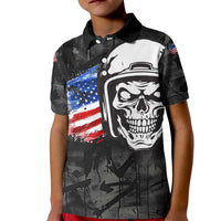 Custom American Flag Skull Motocross Kid Polo Shirt - Wonder Print Shop