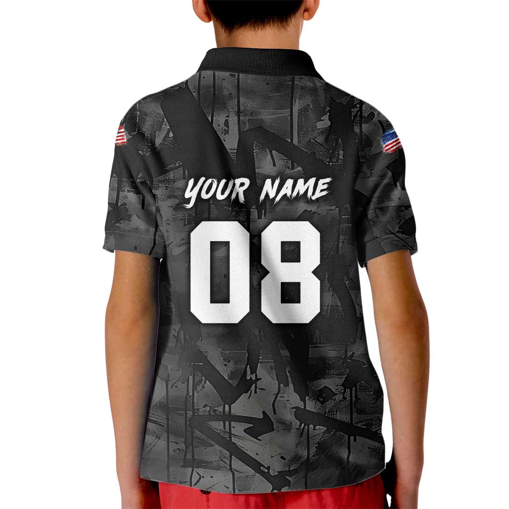 Custom American Flag Skull Motocross Kid Polo Shirt - Wonder Print Shop