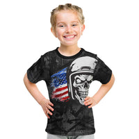 Custom American Flag Skull Motocross Kid T Shirt - Wonder Print Shop