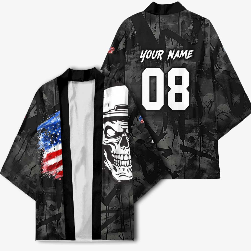 Custom American Flag Skull Motocross Kimono - Wonder Print Shop