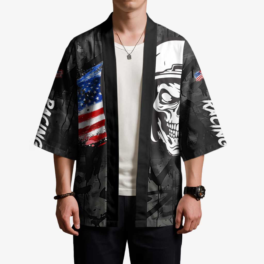 Custom American Flag Skull Motocross Kimono - Wonder Print Shop