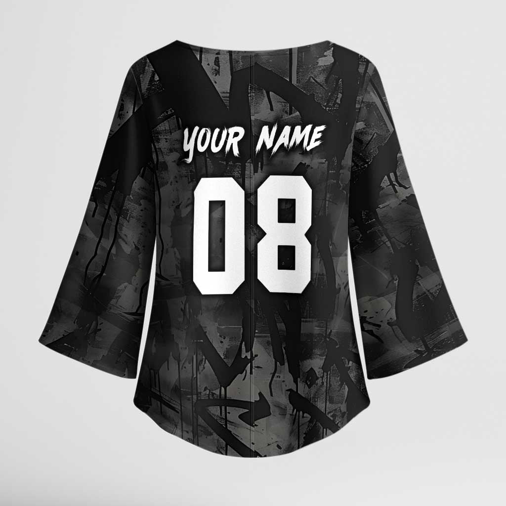 Custom American Flag Skull Motocross Kimono Sleeve Blouse - Wonder Print Shop