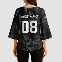 Custom American Flag Skull Motocross Kimono Sleeve Blouse - Wonder Print Shop