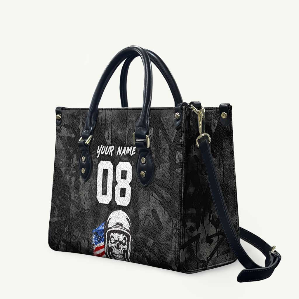 Custom American Flag Skull Motocross Leather Bag - Wonder Print Shop