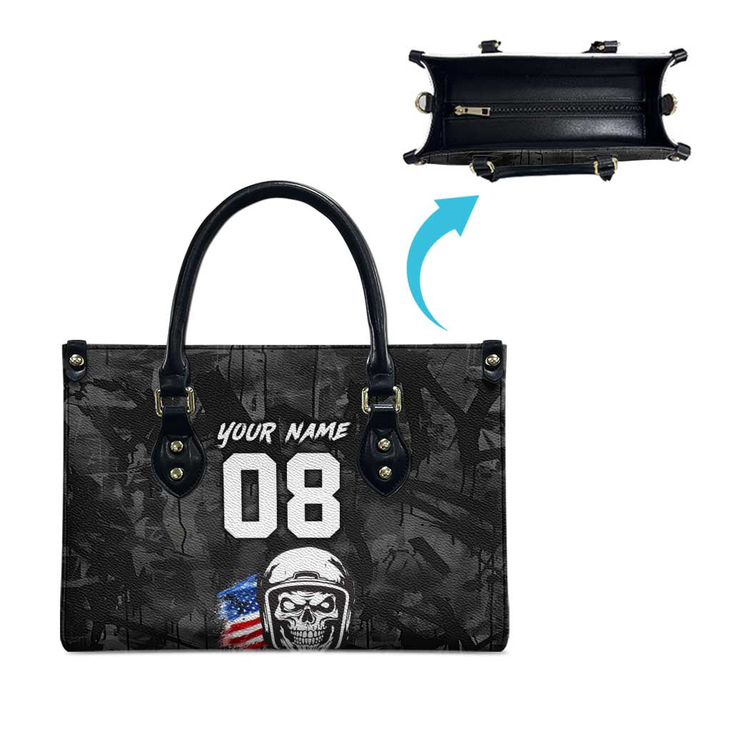 Custom American Flag Skull Motocross Leather Bag - Wonder Print Shop