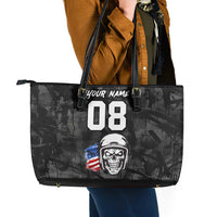 Custom American Flag Skull Motocross Leather Tote Bag - Wonder Print Shop