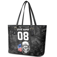 Custom American Flag Skull Motocross Leather Tote Bag - Wonder Print Shop