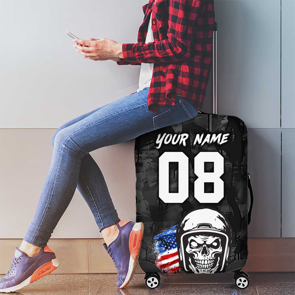 Custom American Flag Skull Motocross Luggage Cover - Wonder Print Shop