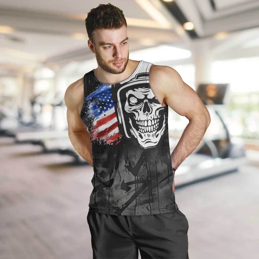 Custom American Flag Skull Motocross Men Tank Top - Wonder Print Shop