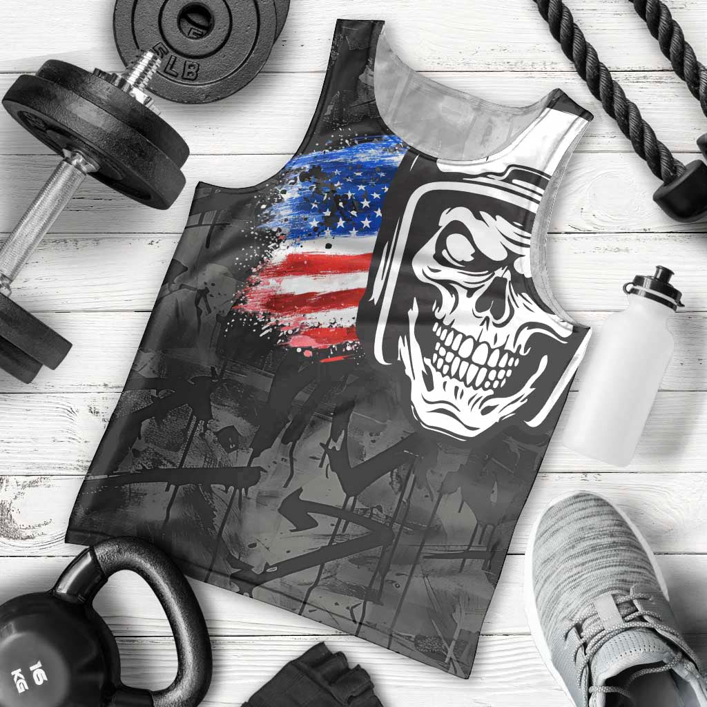 Custom American Flag Skull Motocross Men Tank Top - Wonder Print Shop