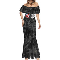 Custom American Flag Skull Motocross Mermaid Dress - Wonder Print Shop