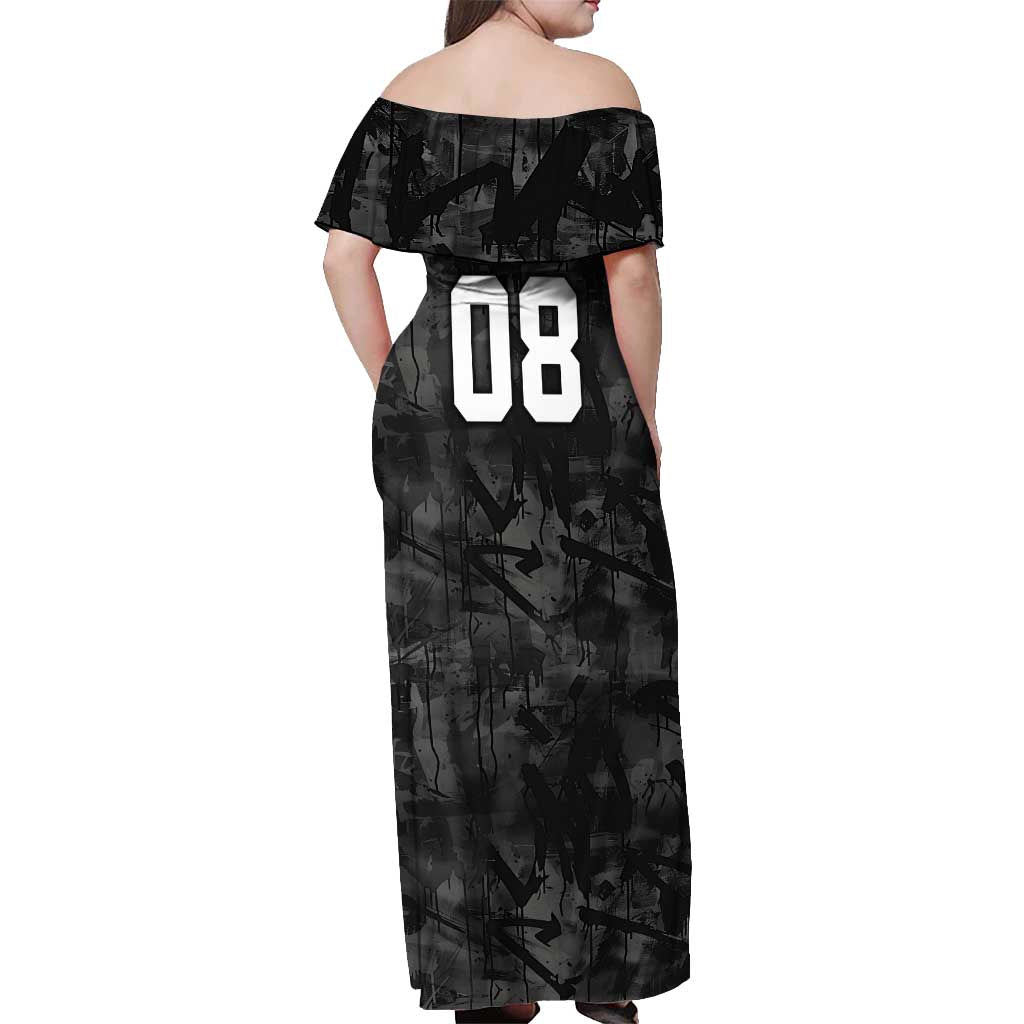 Custom American Flag Skull Motocross Off Shoulder Maxi Dress - undefined