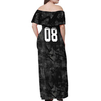 Custom American Flag Skull Motocross Off Shoulder Maxi Dress - undefined