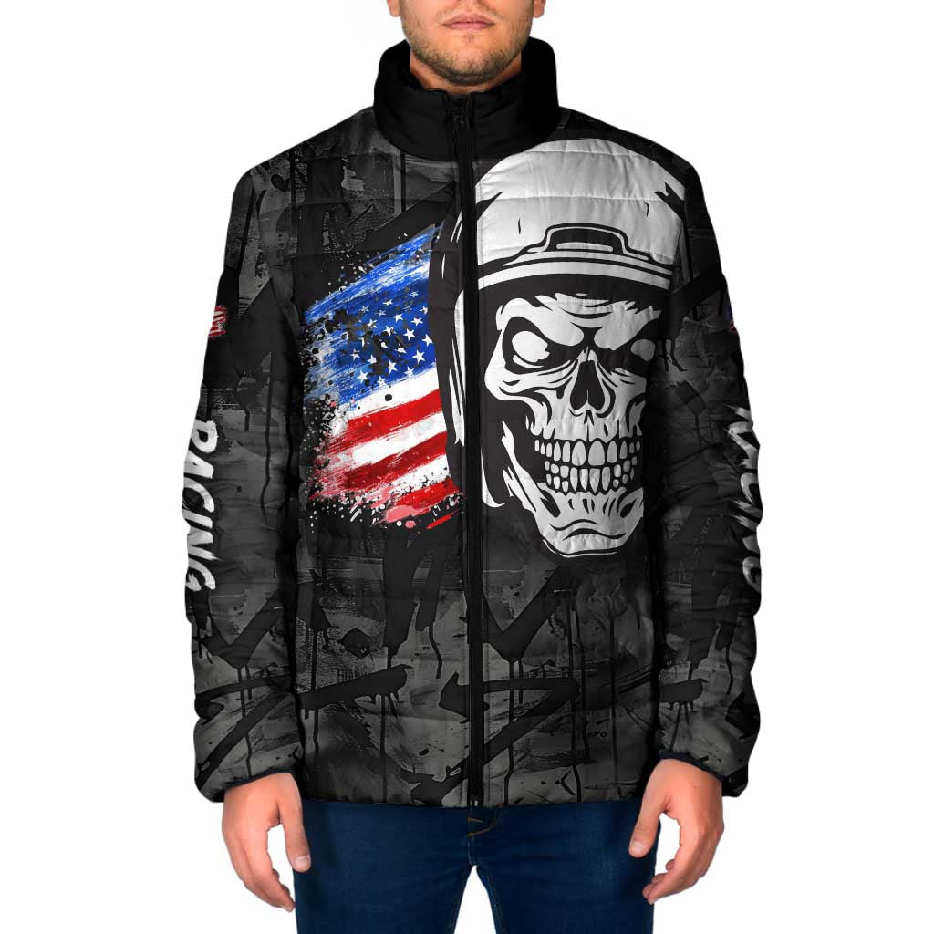 Custom American Flag Skull Motocross Padded Jacket - Wonder Print Shop