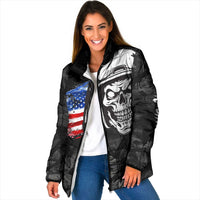 Custom American Flag Skull Motocross Padded Jacket - Wonder Print Shop