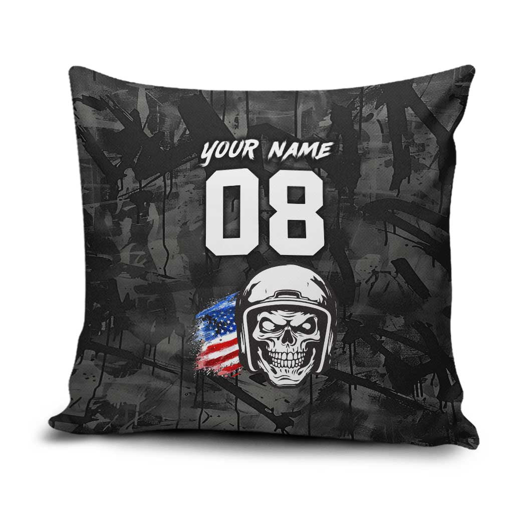 Custom American Flag Skull Motocross Pillow Cover - Wonder Print Shop