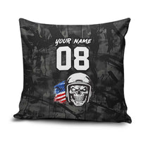 Custom American Flag Skull Motocross Pillow Cover - Wonder Print Shop