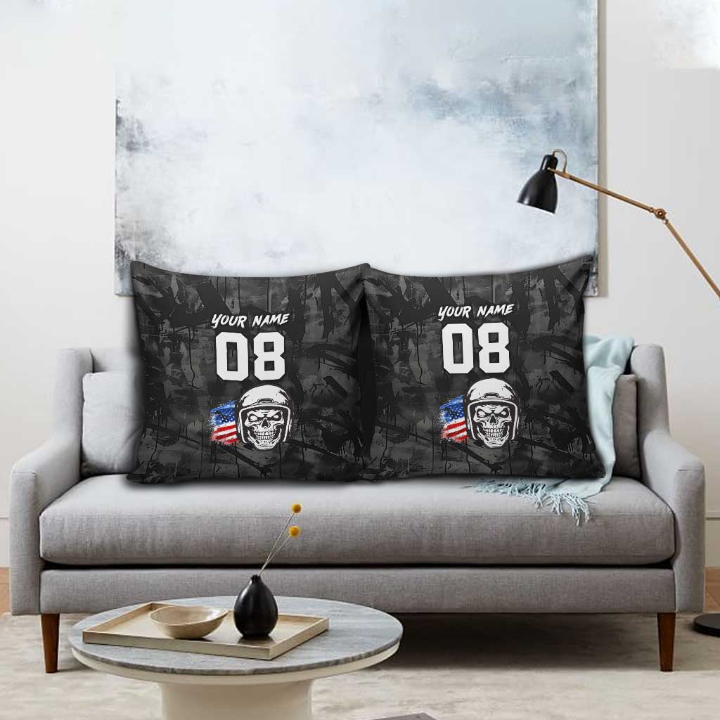 Custom American Flag Skull Motocross Pillow Cover - Wonder Print Shop