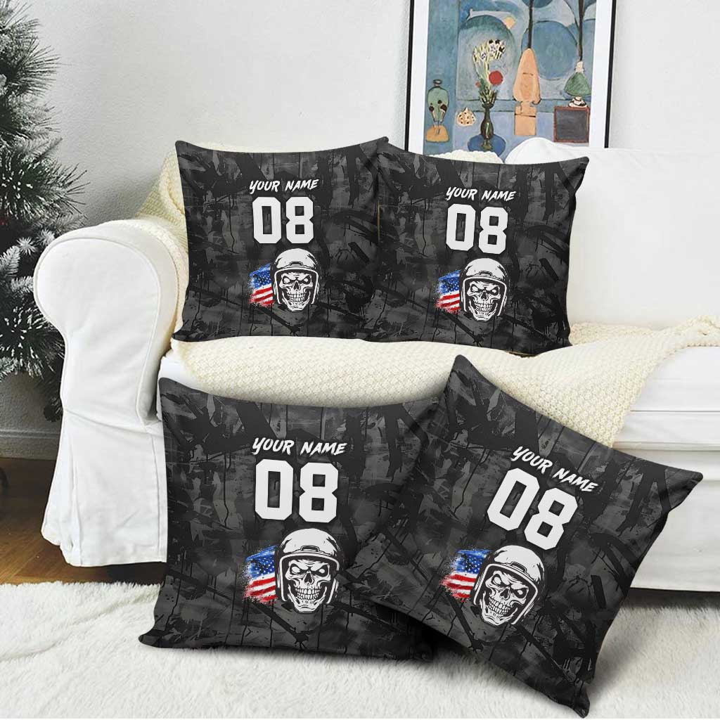 Custom American Flag Skull Motocross Pillow Cover - Wonder Print Shop