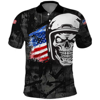Custom American Flag Skull Motocross Polo Shirt - Wonder Print Shop