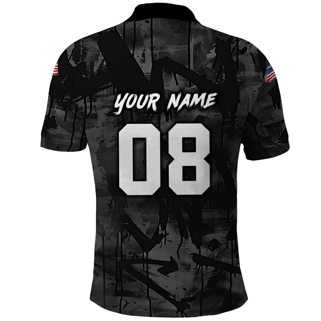 Custom American Flag Skull Motocross Polo Shirt - Wonder Print Shop