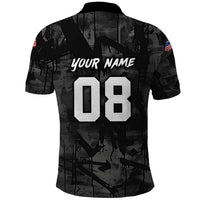 Custom American Flag Skull Motocross Polo Shirt - Wonder Print Shop