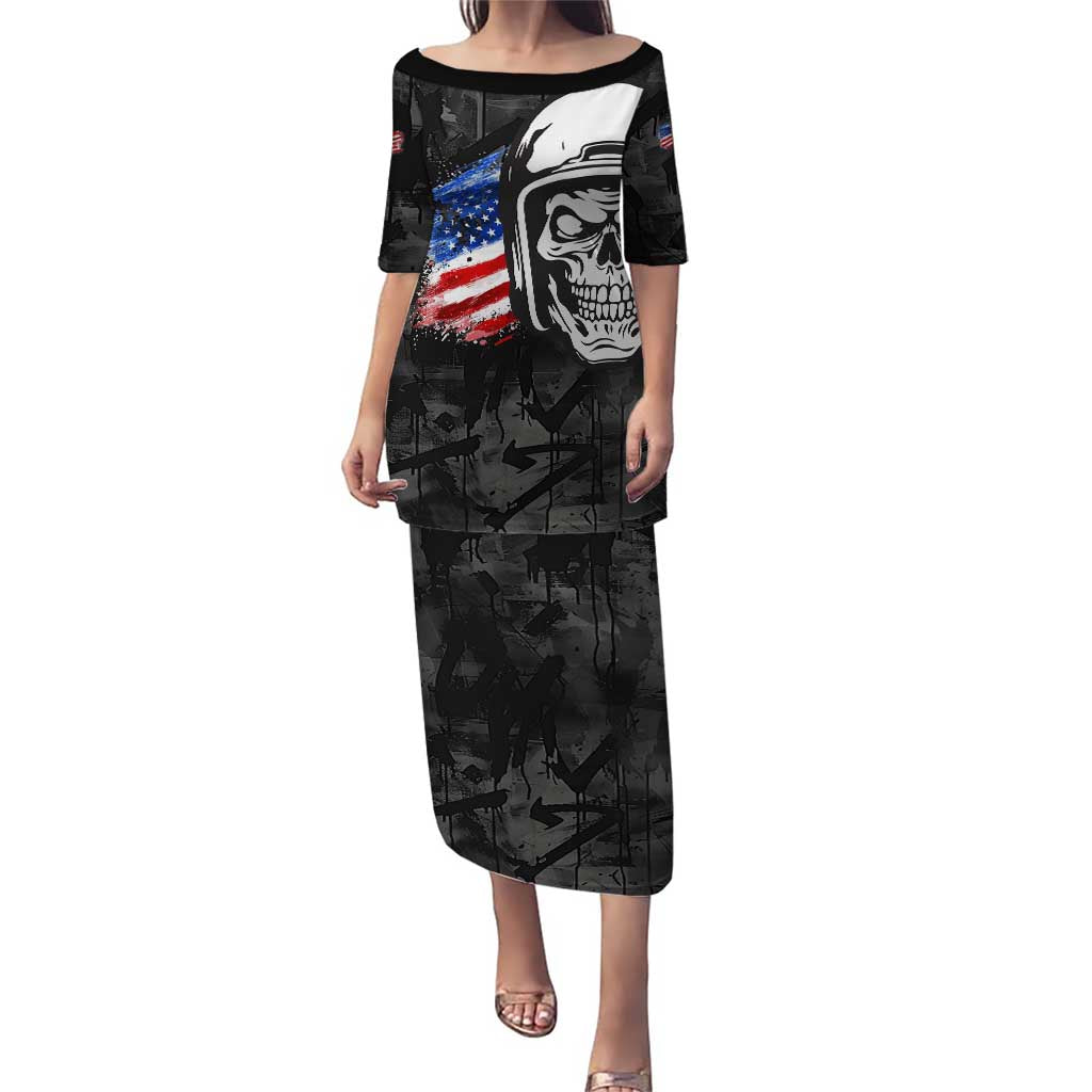 Custom American Flag Skull Motocross Puletasi - Wonder Print Shop
