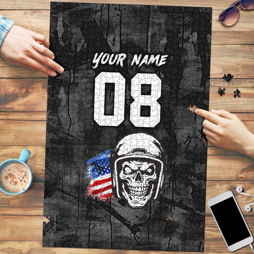 Custom American Flag Skull Motocross Puzzle - Wonder Print Shop