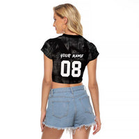 Custom American Flag Skull Motocross Raglan Cropped T Shirt - Wonder Print Shop