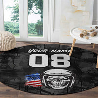 Custom American Flag Skull Motocross Round Carpet - Wonder Print Shop