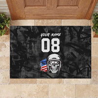 Custom American Flag Skull Motocross Rubber Doormat - Wonder Print Shop
